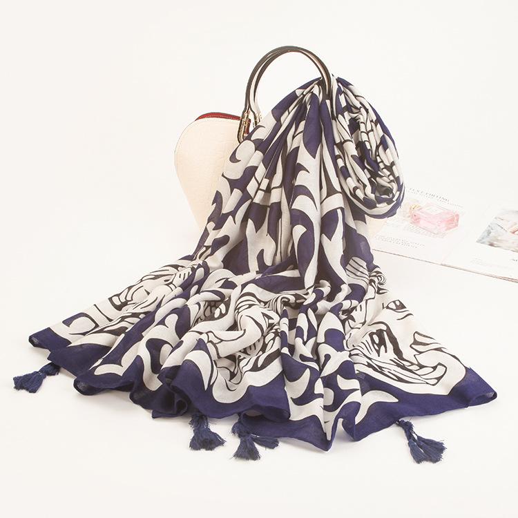 Twill Cotton Printing Cotton And Linen Ethnic Style Scarf Air Conditioner Warm Women'S Variety Sun Protection Shawl Silk Scarf