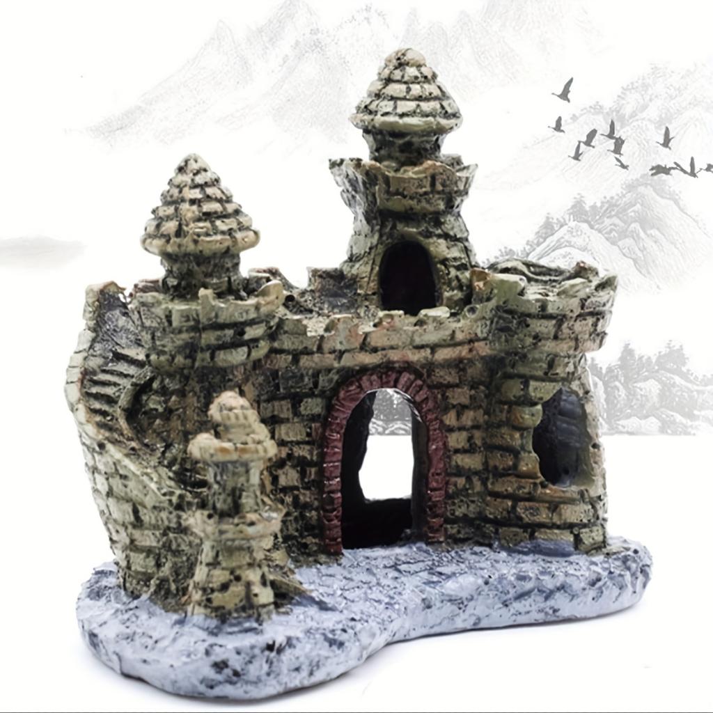 Artesanato, 1pc Decoração de aquário de poliresina Torre Castelo Ornamento de aquário Acessórios de decoração de aquário