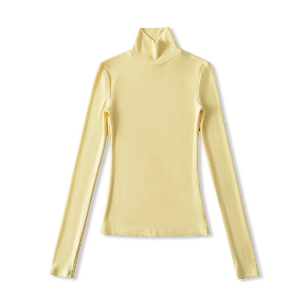 Women's Turtleneck Long Sleeve Slim Fit Top Stretch Solid Color Basic T Shirt