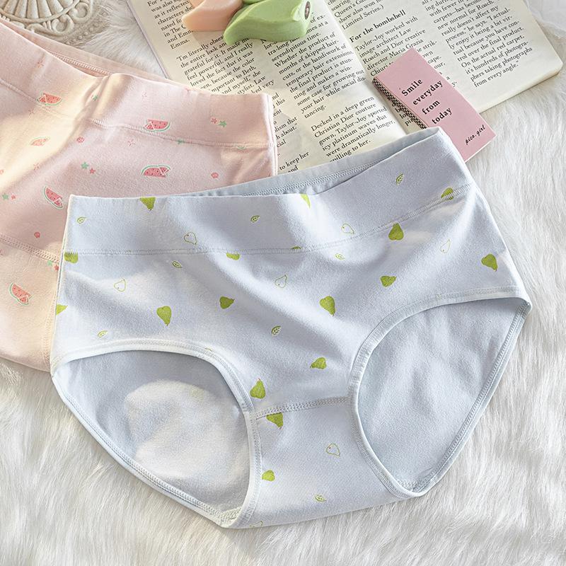 Women S Pure Cotton Antibacterial Breathable Mid Waist Printed Triangle Panties