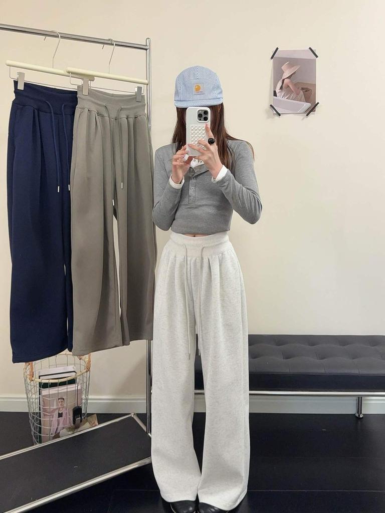 Korean Style High Waist Drawstring Drape Pants - Women's Casual Slimming Long Trousers for Early Spring