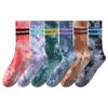Non-Slip Yoga Socks Women Mid-Calf Cotton Blend Pilates Indoor Workout With Tie-Dye