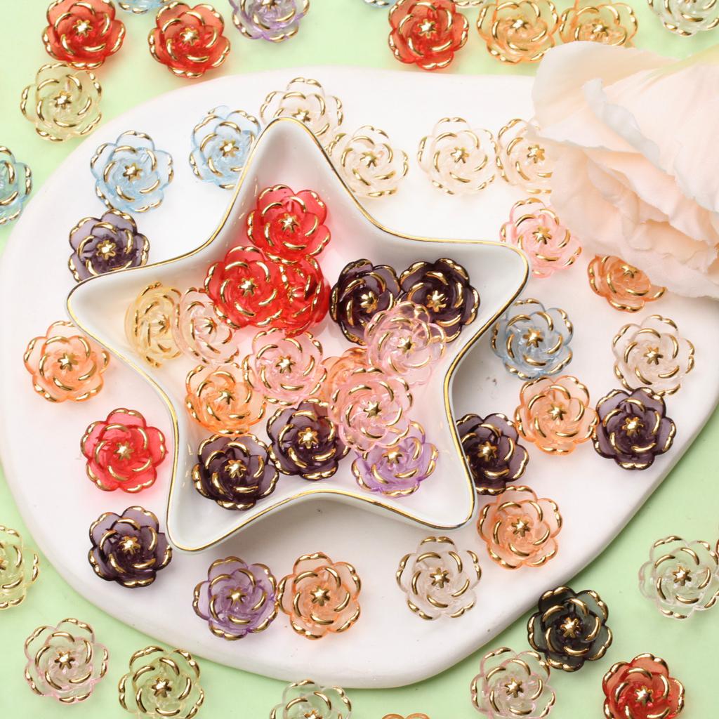 High Quality Jewelry Accessories Gift 5Pcs 18.6mm Fashion DIY Accessory Rose Beads Acrylic Phone Chain Making Handmade Material