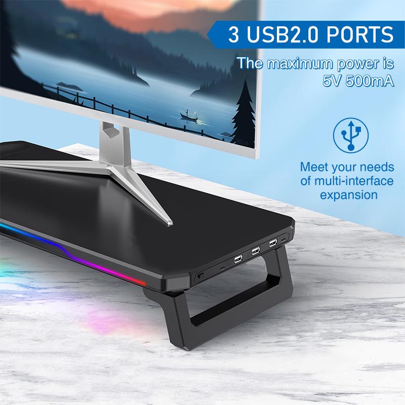 Ergonomic RGB Laptop Stand with Two-Level Riser & Desk Mat
