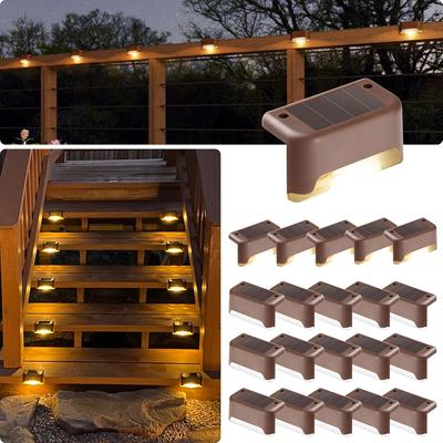 Solar Deck Lights Outdoor 16 Pack, Solar Step Lights Waterproof Led Solar Lights for Outdoor Stairs, Step , Fence, Yard, Patio and Pathway(Warm White)