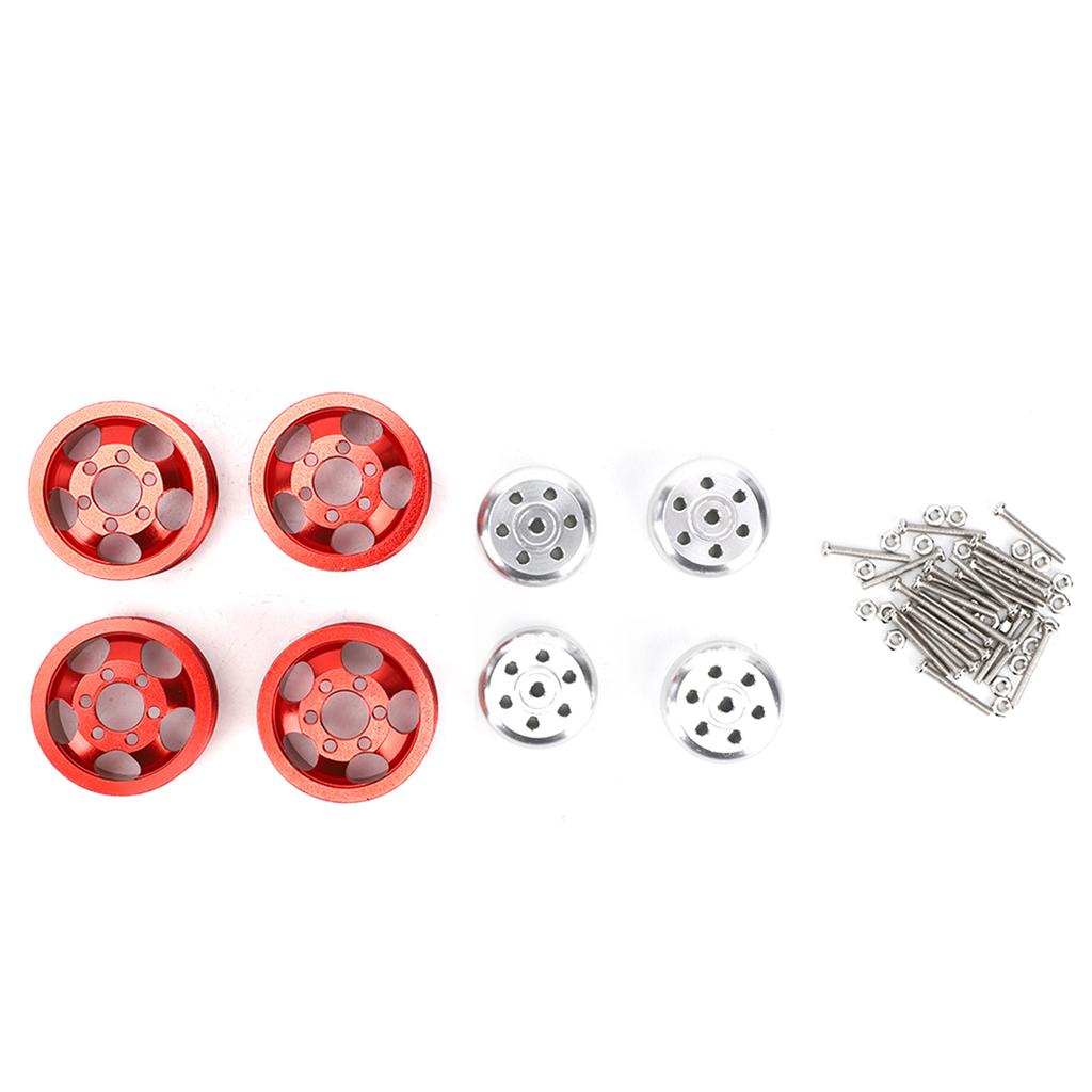 4Pcs RC Remote Control Car Wheel Hub with Short Adapter Parts Fit for WPL 1 16Red