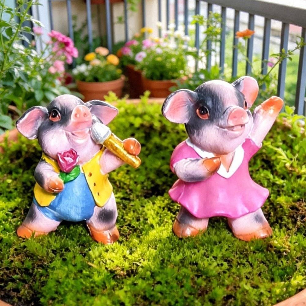 4Pcs music pigs Pig Statue Desktop Pig Sculpture Exquisite Pig Ornaments Home