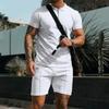 Summer Men's Polo Zipper Collar Versatile Casual Loose Texture Short Sleeve Shorts Sport Set