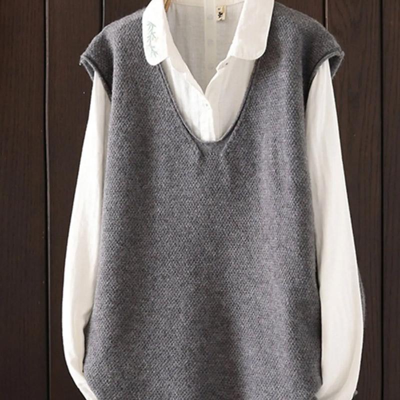 

Vest for Women Cotton Autumn Winter Sleeveless Tops Layered loose sleeveless sweater Oversize Thickened Casual V-neck Vest XXXL сірий