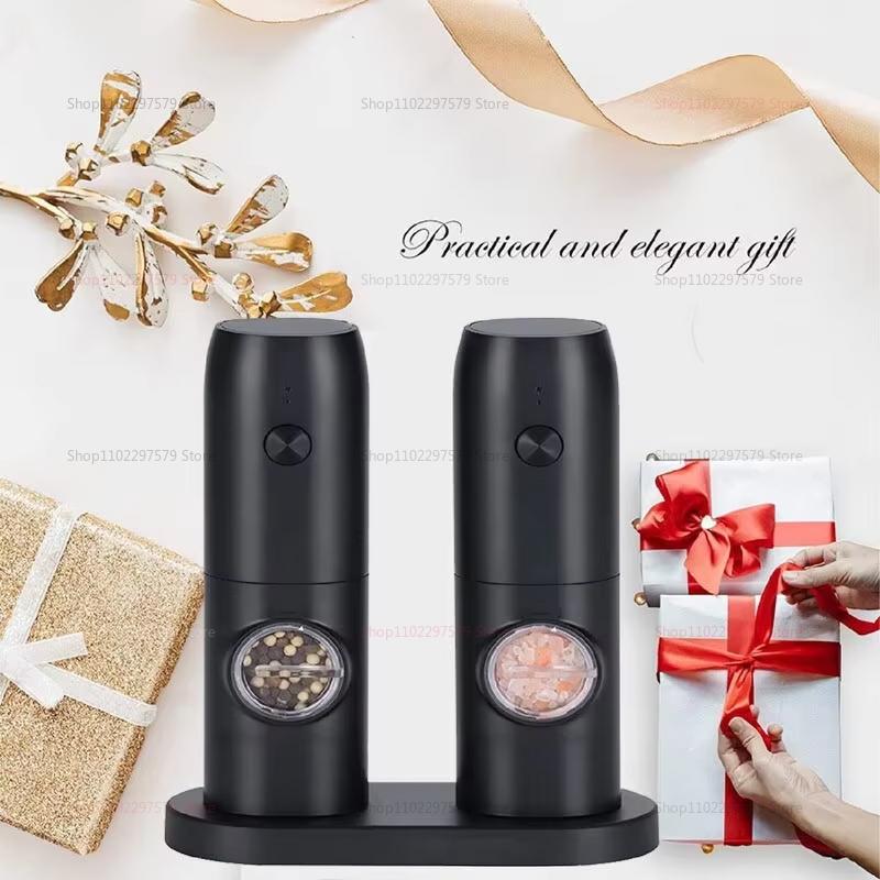 Electric Automatic Salt And Pepper Grinder Set Rechargeable With USB Gravity Spice Mill Adjustable Spices Grinder With LED Light