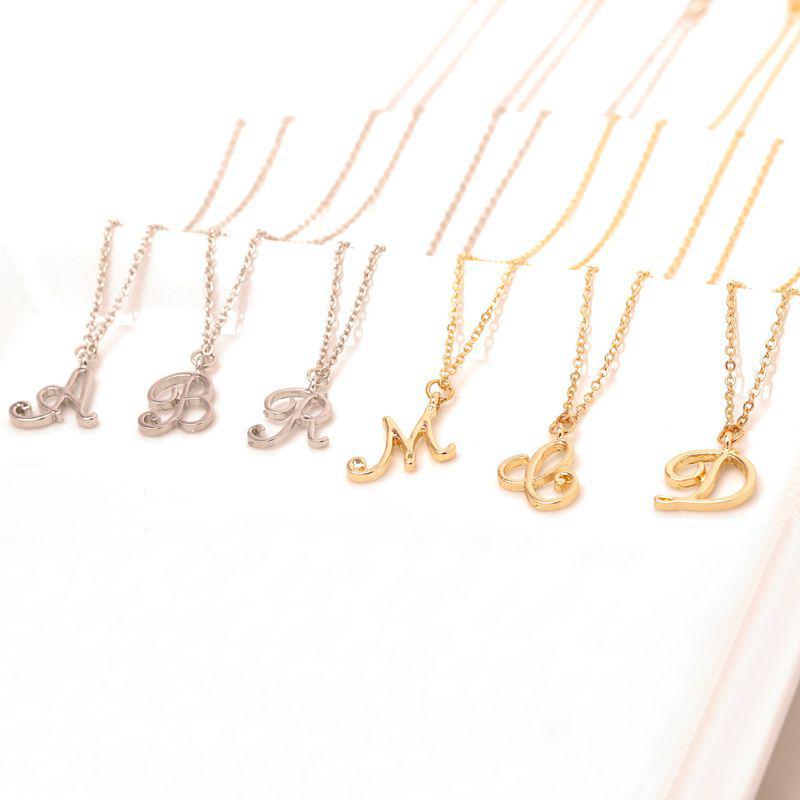 Elegant 26-Letter Uppercase Pendant Necklace: Simple and Fashionable European-American Clavicle Chain with Niche Design