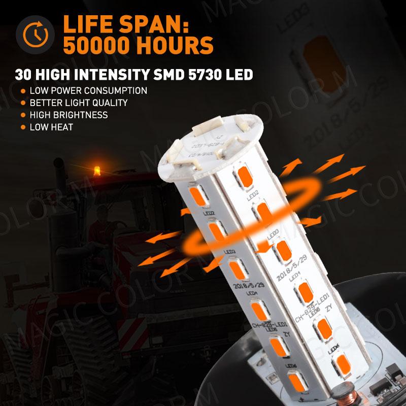 12-24V 48V 60V 80V 30 LED Vysoce výkonné výstražné zábleskové světlo maják pro vysokozdvižný vozík školní autobus jantarové modré červené