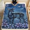 1 STuks Dieren en Bloemen Print Flanellen Deken, Hoge kwaliteit Comfortabel voor Alle Seizoenen, Woondecoratie, Warmte en Comfort