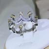 Sterling Silver High Quality Cent Gold Crown Zircon Ring For Ladies Party Engagement Fashion Jewelry Gift
