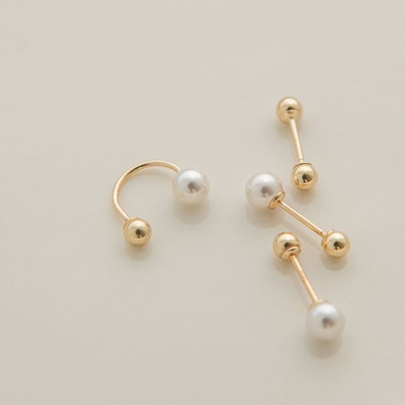 LUNNE 14k U Hook Pearl Piercing (14k Gold) #PI06