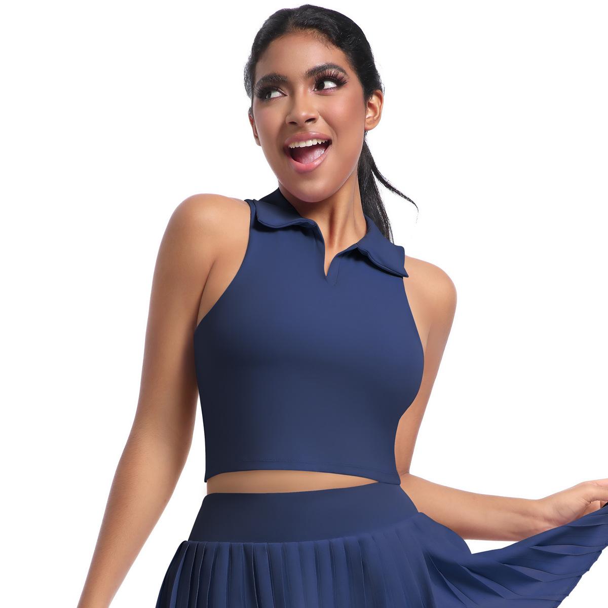 

New Naked Tight Sports Vest Yoga Running Tennis Fitness Shirt Top POLO Sweatshirt Collar Sports Shirt For Women XL білий