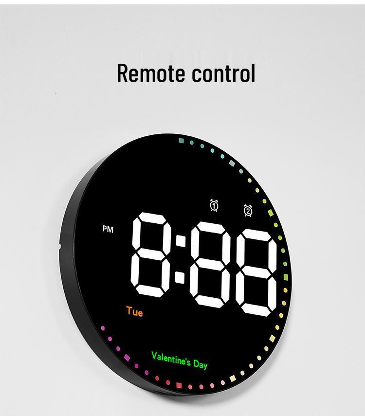 Colorful LED Dynamic Wall Clock: Perpetual Calendar & Simple Decor for Living Room