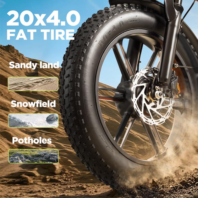 BURCHDA R7 Dubbele Motor Elektrische Fiets 3000W, 48V 20" Dikke Band All-Terrain Ebike voor Volwassenen