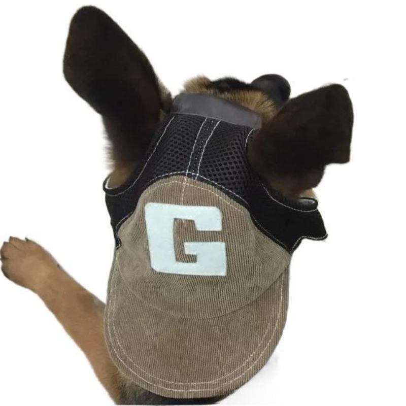 Fashion G-shaped Corduroy Dog Sun Hat Breathable Baseball Hat for Pet Outdoor Travel Use