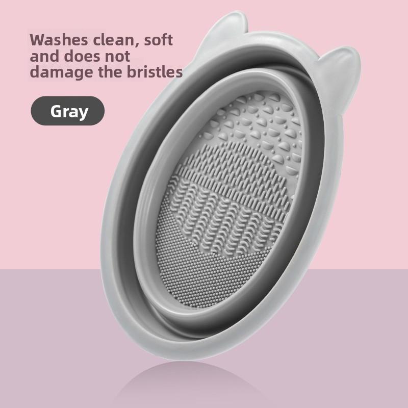 Silicone Washing Bowl Make up Brush Cleaning Box Folding Powder Puff