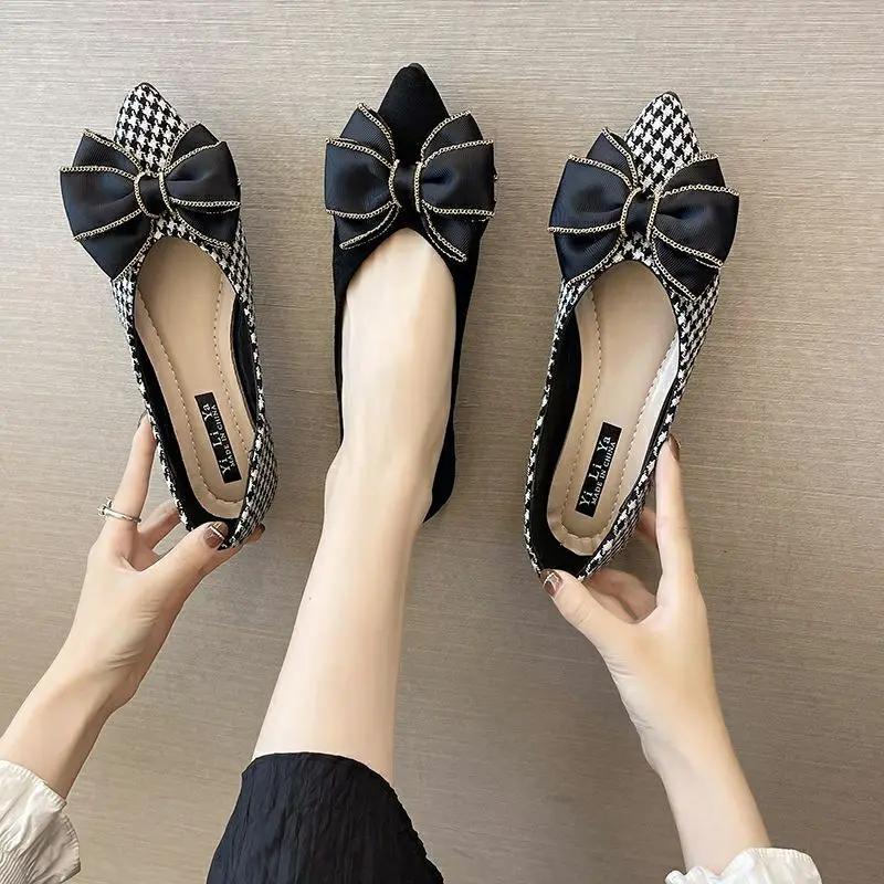 Fashion Pointed Toe Elegant Party With Heel Women's Flat Shoes Sexy 2025 Summer Low Price Korean Style Slip On Trend Y2k Ladies Footwear