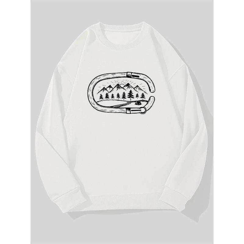 Men's Outdoor Camping & Sweatshirt - Loose Fit Round Neck Solid Color Pullover,Forest, Mountain, and Casual Attire