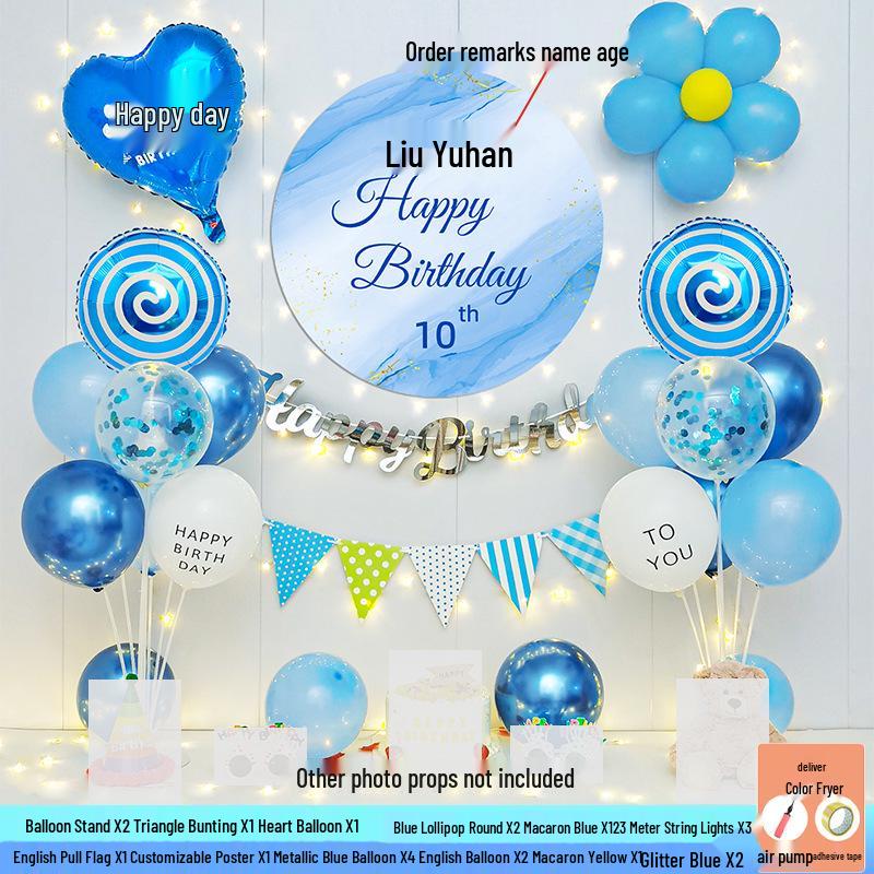 Happy Birthday Balloons for 7-8-Year-Old Girls - Home Party Decoration and Background Wall Decor