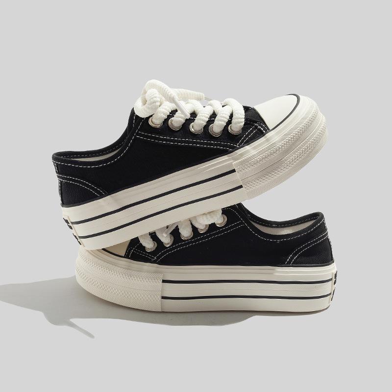 Belle Summer Platform Canvas Shoes Thick Shoelaces Big Head Shoes Thin Casual Shoes