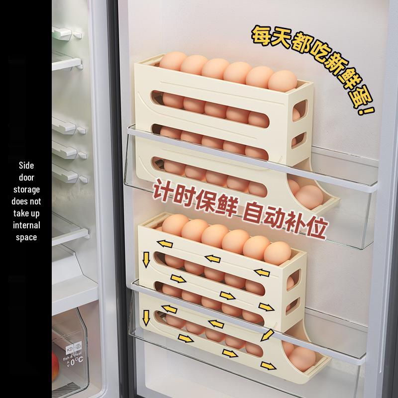 Dual-Layer Egg Rolling Storage Rack for Refrigerator Doors