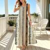 Women's U-Neck Striped Sleeveless Maxi Dress,Loose Comfortable Fabric for Summer Beach Vacation,Elegant & Versatile