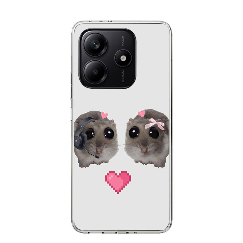 Funny Sad Hamster Meme Phone Case For Xiaomi Redmi Note 15 14 13 12S 12 Pro Plus 11S 11E 11 11T 10S 10 Art Soft Pattern Cover Re