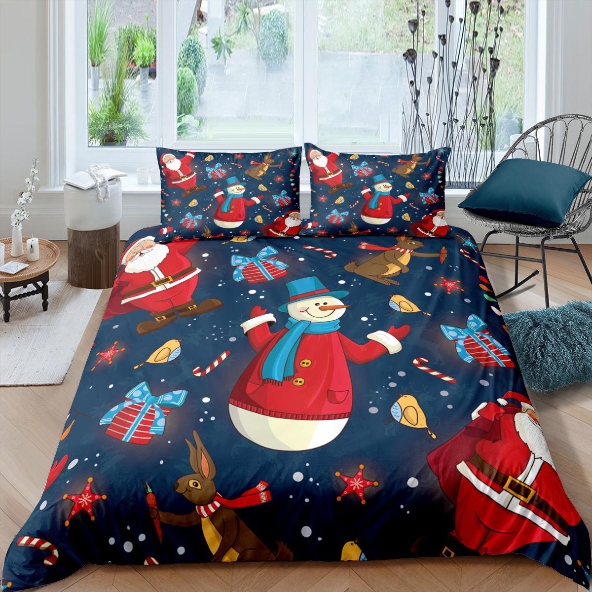 

Happy Christmas Bedding Set 3D Printed Duvet Cover Set Soft Polyester Single Double Queen Size For Birthday Gift Christmas Decor Eu Single 135x200cm