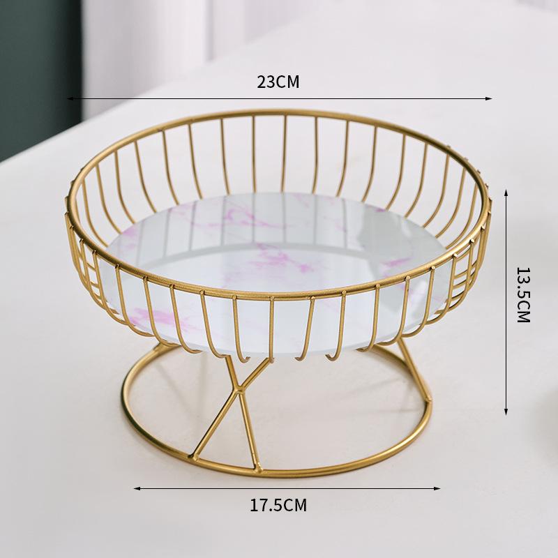 Stylish Iron Wire Fruit Basket Golden Luxury Large Capacity Fruit Bowl Tray Vegetable Holder Drain Basket Snack Cakes Holder