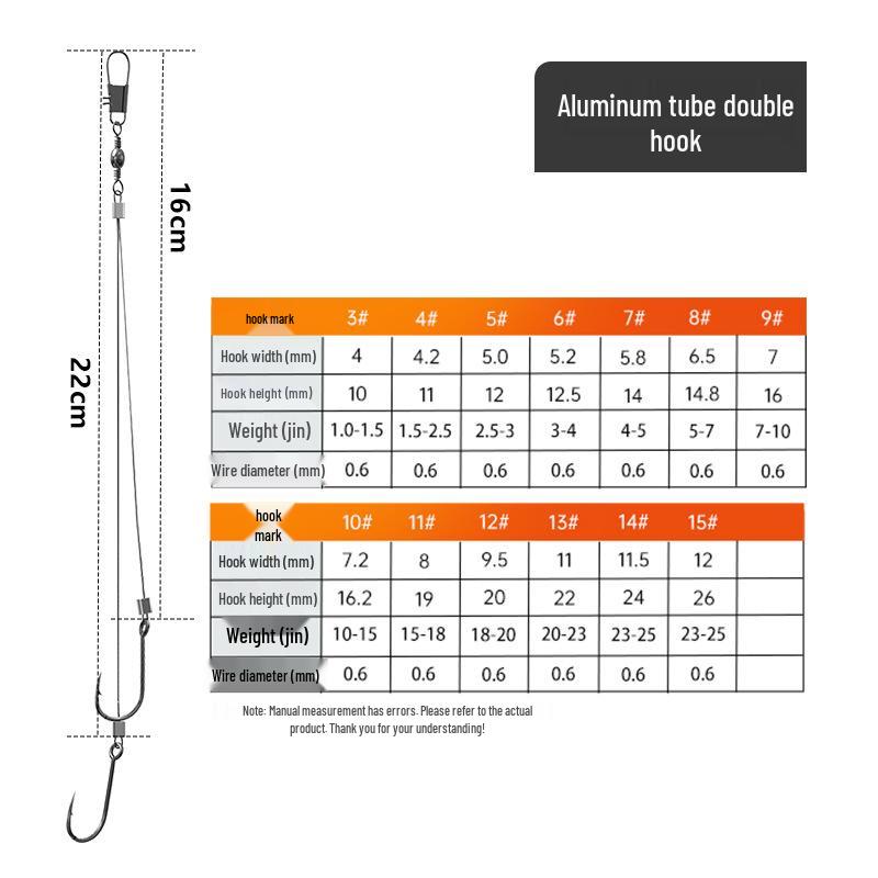 Doppelhaken Anti-Biss Stahl-Schnur Vorfach für Pomfret & Große Fische - Gebundenes Iseama Set
