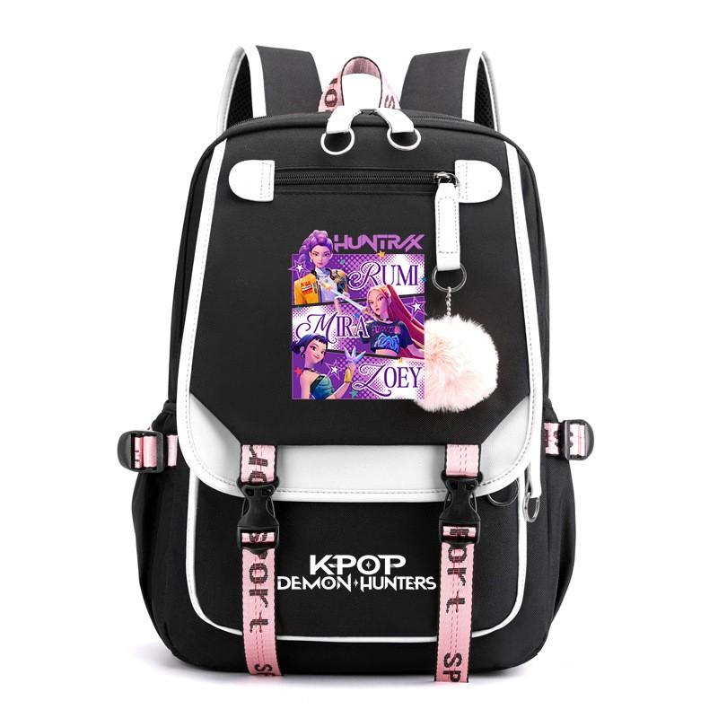 K-pop Inspired Anime Girl Group Backpack Students Teens School Use Lightweight Oxford Fabric With USB Port Padded Straps
