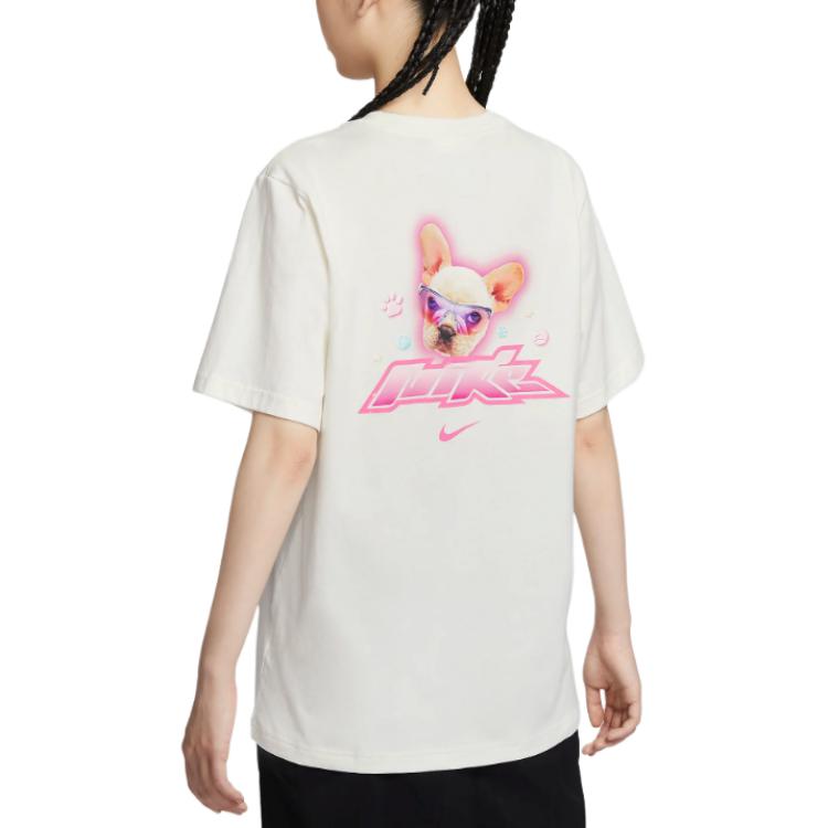 Nike Sportswear Essential Logo Print Animal Pattern Comfortable Breathable Sports Short Sleeve T-Shirt Women T-Shirt Sail HM4625133