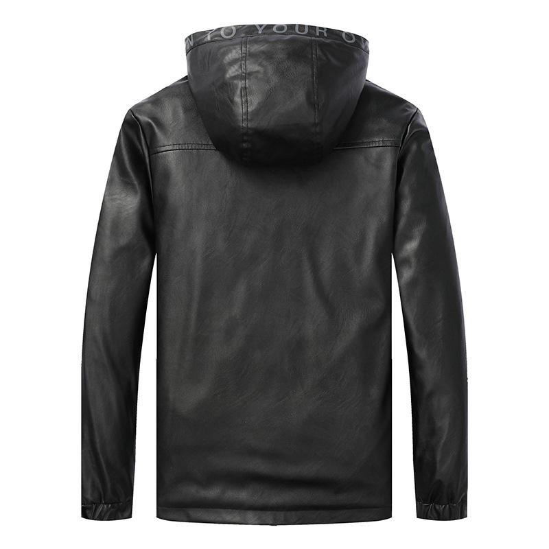 Jaqueta de couro masculina primavera e outono novo estilo coreano moderno jovem fino e bonito casual jaqueta de couro com capuz marca da moda