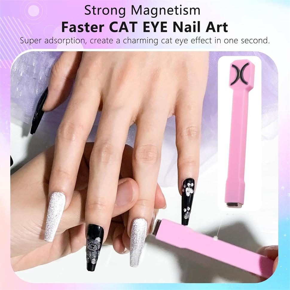 Starker Katzenaugen-Magnet für Nägel Gel-Nagellack 3 in 1 Cateye Magnetisches Werkzeug für Nailart