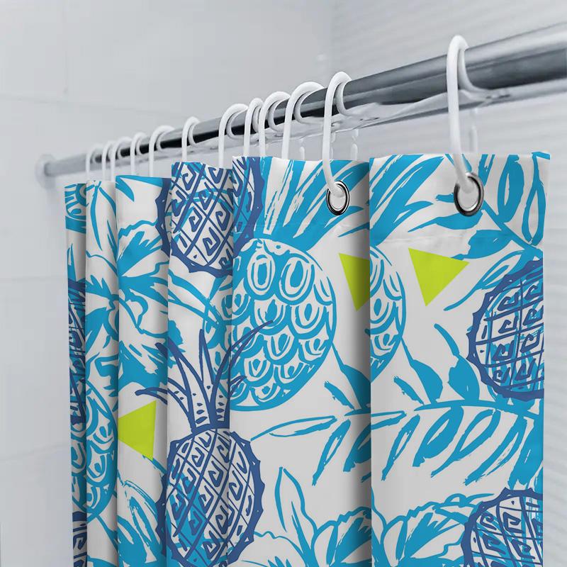 Colorful Pineapple Shower Curtain Waterproof Fabric Bath Decor Navy Blue Yellow Green White