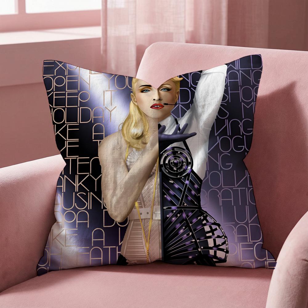 M-Madonna Singer Cushion Cover Multi-Scene Pillow Cover For Home & Car - Reversible, Soft & Durable For Daily Use