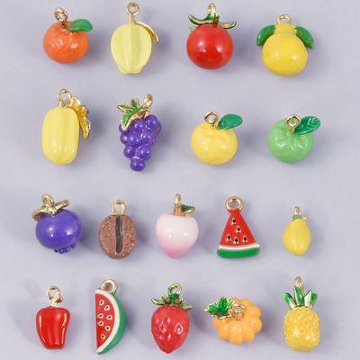 5pcs Three-Dimensional Enamel Fruit Charm Grape Peach Watermelon Alloy Oil Drop Charms For Jewelry Making Supplies DIY Earrings