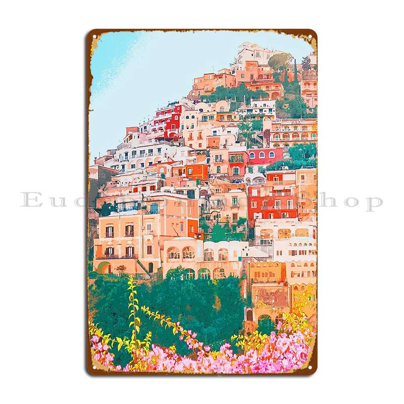 Positano Beauty Of Italy Metal Sign PaintingVintage Wall Decor Funny Design Tin Sign Poster 20X30CM