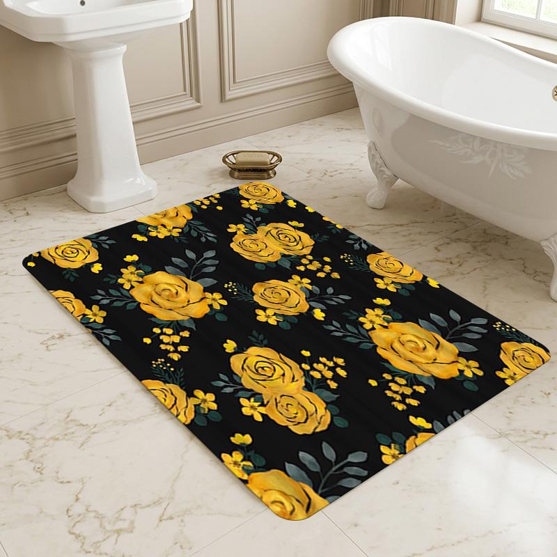 Yellow Roses Living Room Nonslip Area Rug Soft Carpet For Bedroom Game Playroom Sofa Office Home Decor Doormat Christmas Gift C9301395