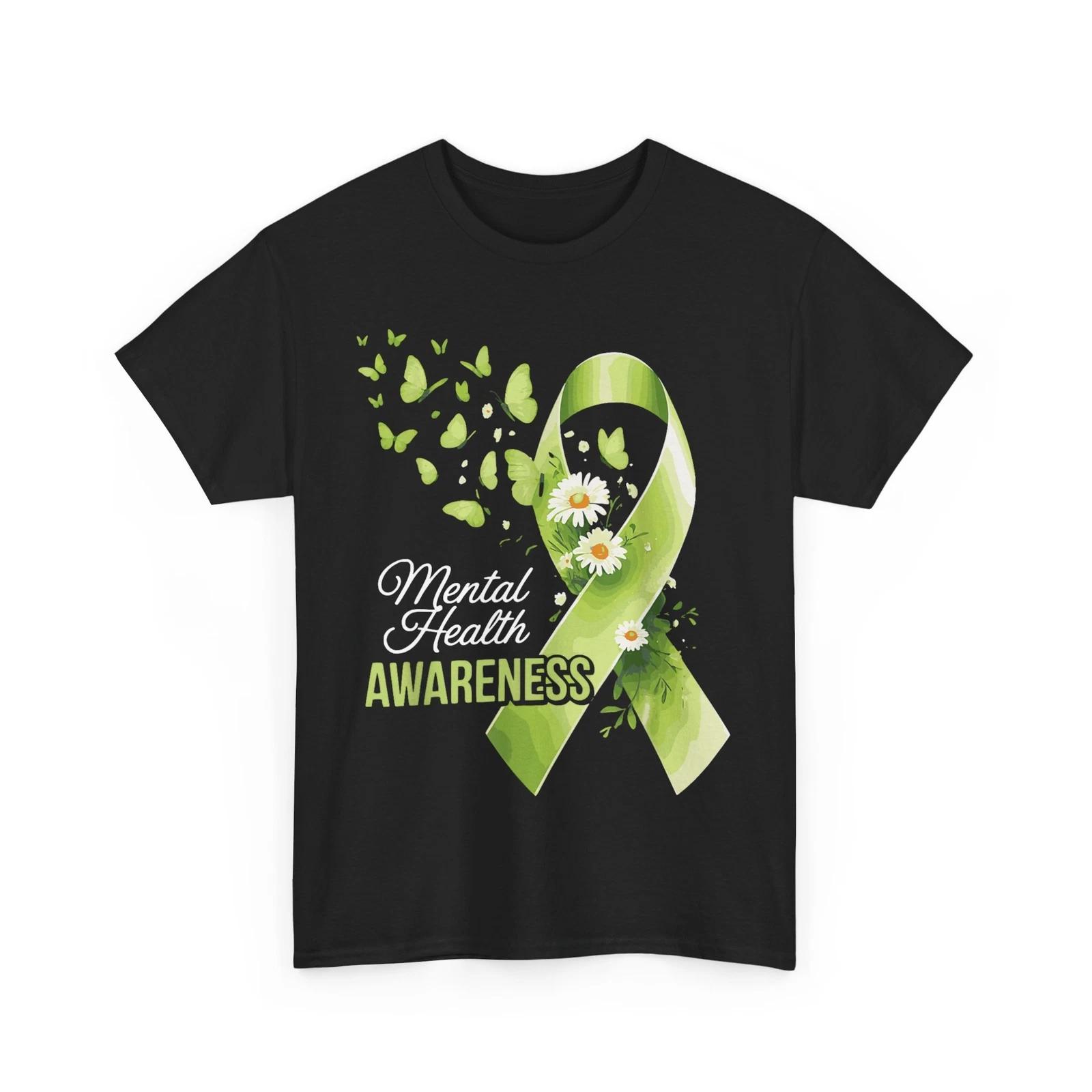 Mental Health Awareness Butterfly Green Ribbon Women Men Shirt M