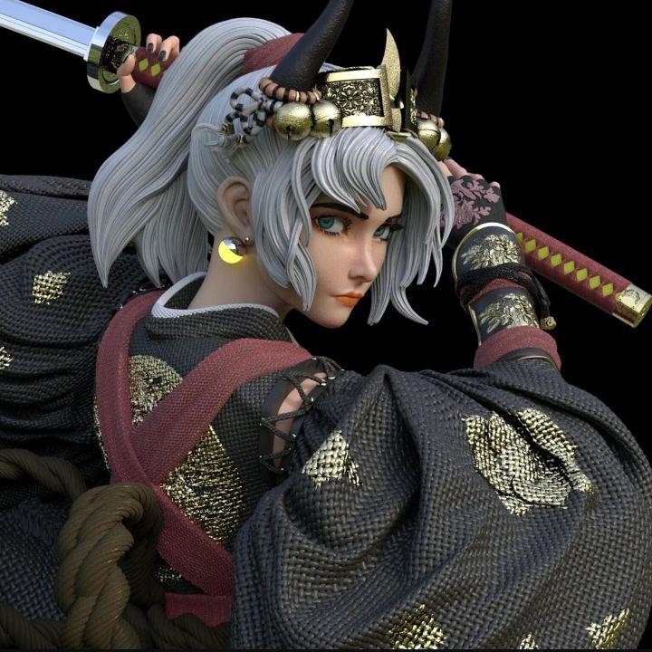 [USED] Female Swordsman Samurai Beautiful Woman Figure Unpainted Unassembled Garage Kit