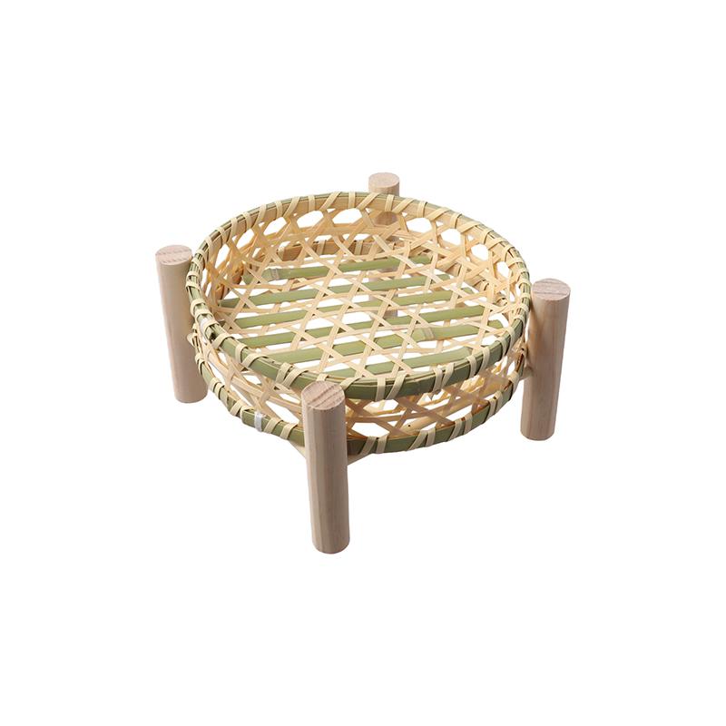 1set Multi Layered Basket Rustic Wooden Frame Fruit Basket For Home Kitchen Bamboo Weaving Basket Small 18/20cm