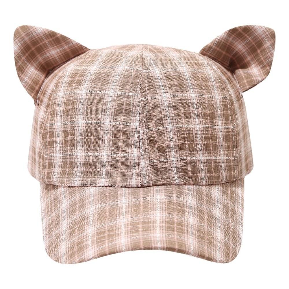Breathable Cat s Ears Baseball Cap Cute Design Sweet Style Cat Ear Bow Baseball Cap Retro Fashion Cartoon Pattern хаки