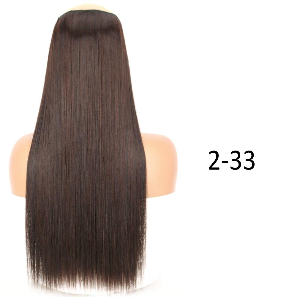 MISSQUEEN Women Long Straight Wavy Invisible Hair Extensions Without Clips Synthetic Fiber Long Daily Wear Invisible Hairpiece