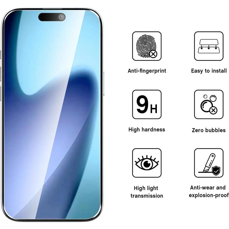 2pcs Protective Glass On For iPhone 17 16 15 14 13 12 11 Pro XR X XS Max Screen Protector For iPhone 17Air SE 12 13 Mini Glass