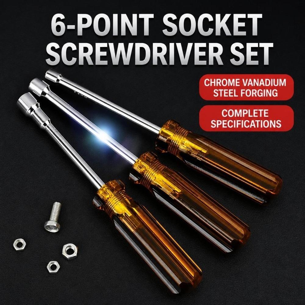 Steel Socket Screwdriver 5/5.5/6/7/8/9/10mm Hand Socket Durable Nut Driver  Hand Repair